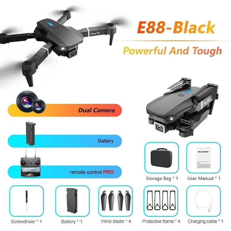 Mini Drone with Camera HD 1080P Foldable Quadcopter with 1 Battery - Black - The Sojourning E-merchant