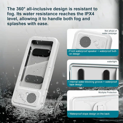 Waterproof Box Speaker, Bathroom Waterproof 360 Â° Rotating Touch Screen, Bluetooth Speaker, Watch Movies, Listen to Music, Phone Holder Bluetooth Speaker Audio Shower TV Holder, Swimming Pool, Kitchen, Bathroom, Sink, Rechargeable Waterproof Speaker - The Sojourning E-merchant