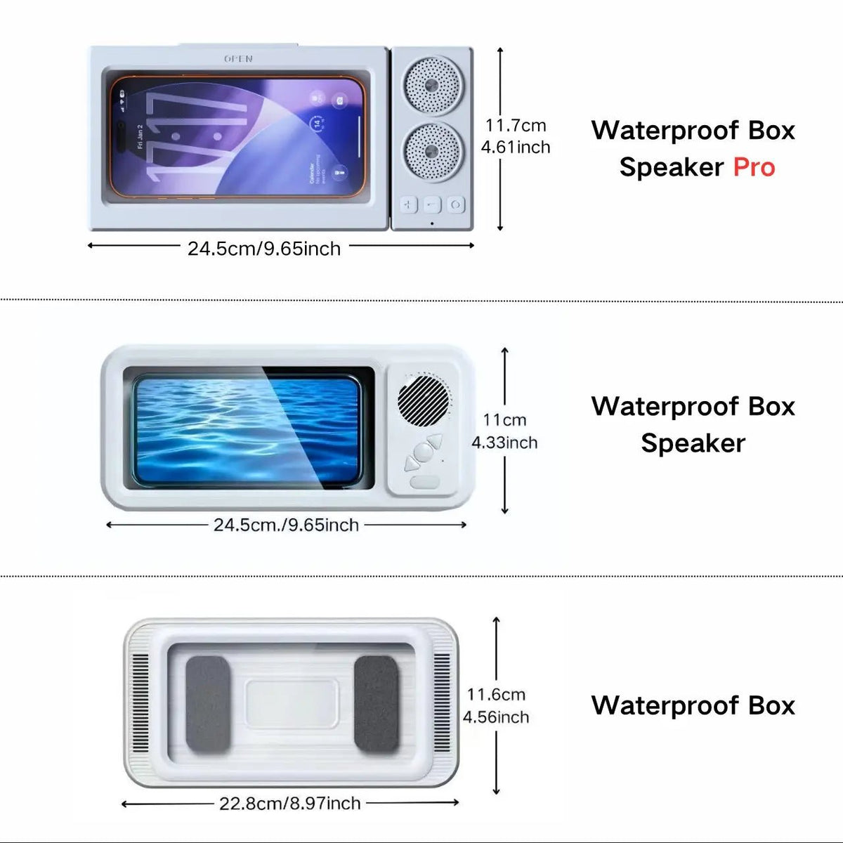 Waterproof Box Speaker, Bathroom Waterproof 360 Â° Rotating Touch Screen, Bluetooth Speaker, Watch Movies, Listen to Music, Phone Holder Bluetooth Speaker Audio Shower TV Holder, Swimming Pool, Kitchen, Bathroom, Sink, Rechargeable Waterproof Speaker - The Sojourning E-merchant